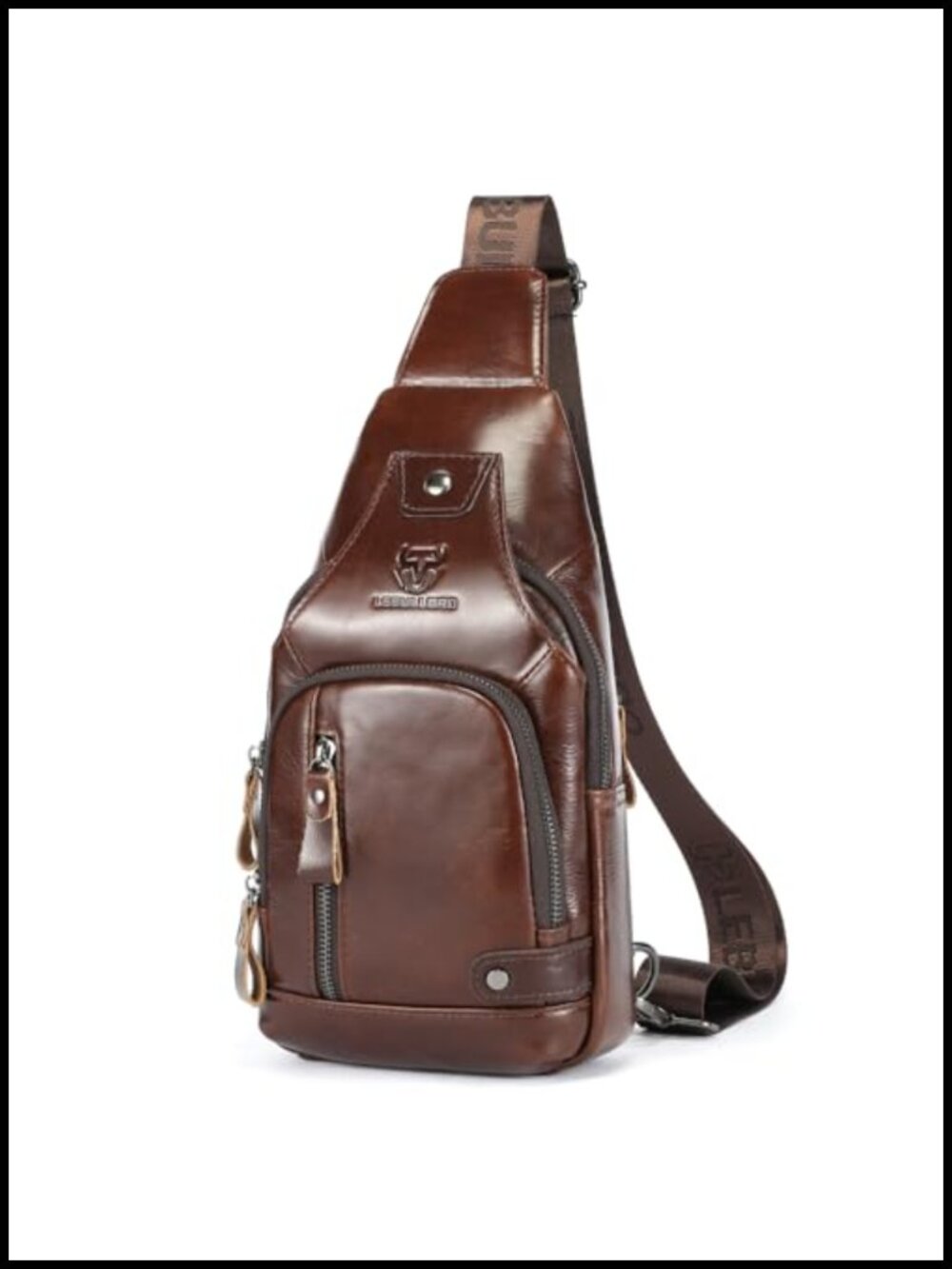 Genuine Leather Sling Bag Men Crossbody Chest Shoulder Backpack